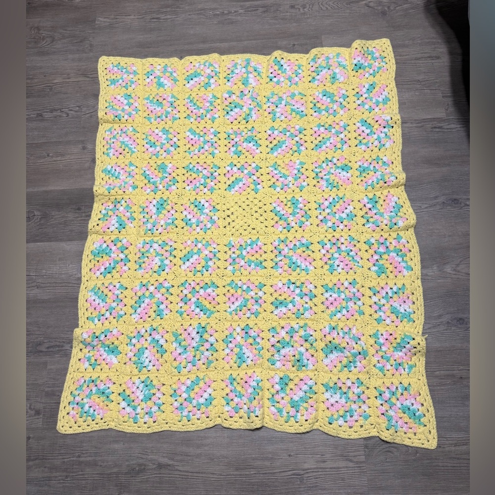 Handmade Crotchet Granny Square Pastel Blanket